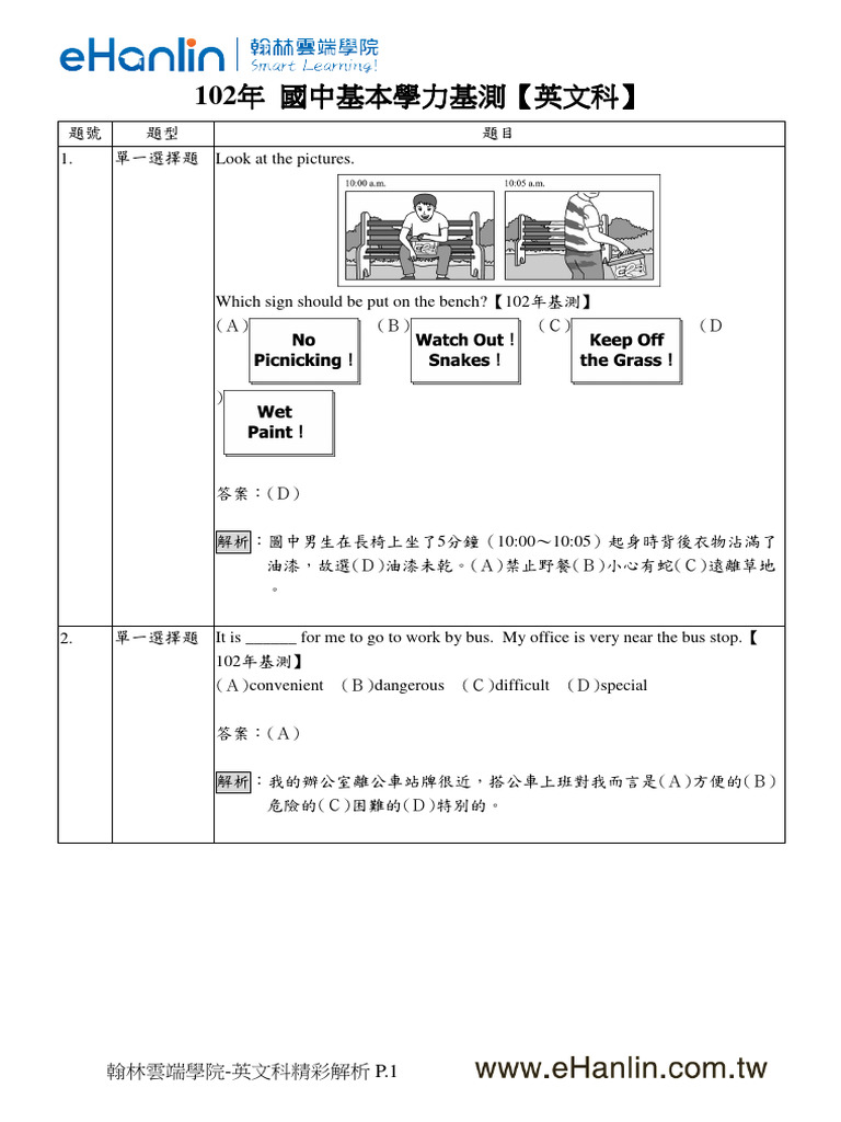 102基測英文難唔難?歷屆試題重點分析與準備方向!